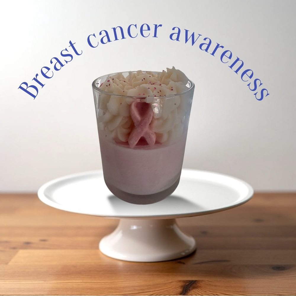 Breast Cancer Awareness 24 oz Candle vanilla cake pop NIB